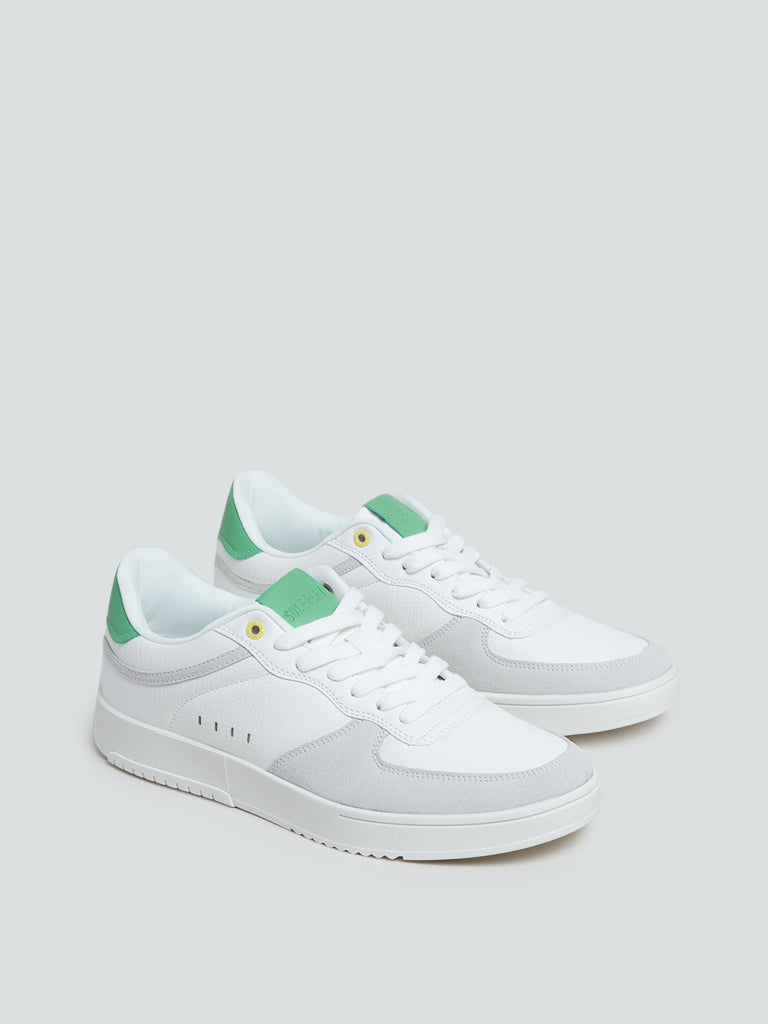 SOLEPLAY White Faux-Suede Lace-Up Trainers